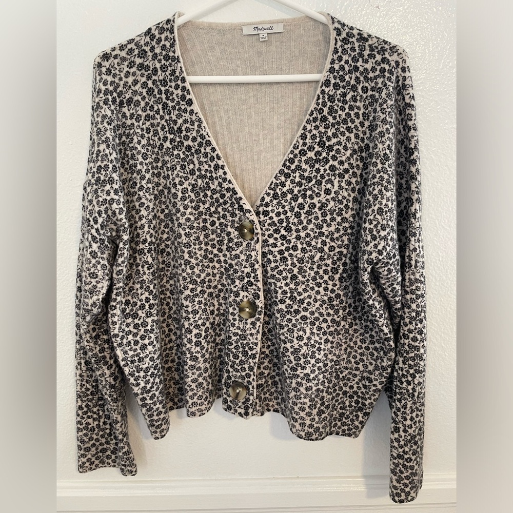 Madewell sweater. Cream with black flowers